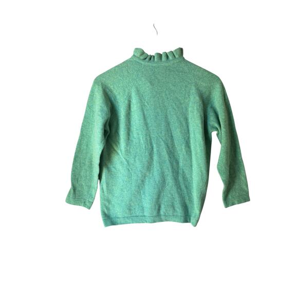 Vintage Stefano WPL 3156 Wool Blend Cardigan Aqua Blue Ruffle Neck - Picture 2 of 6